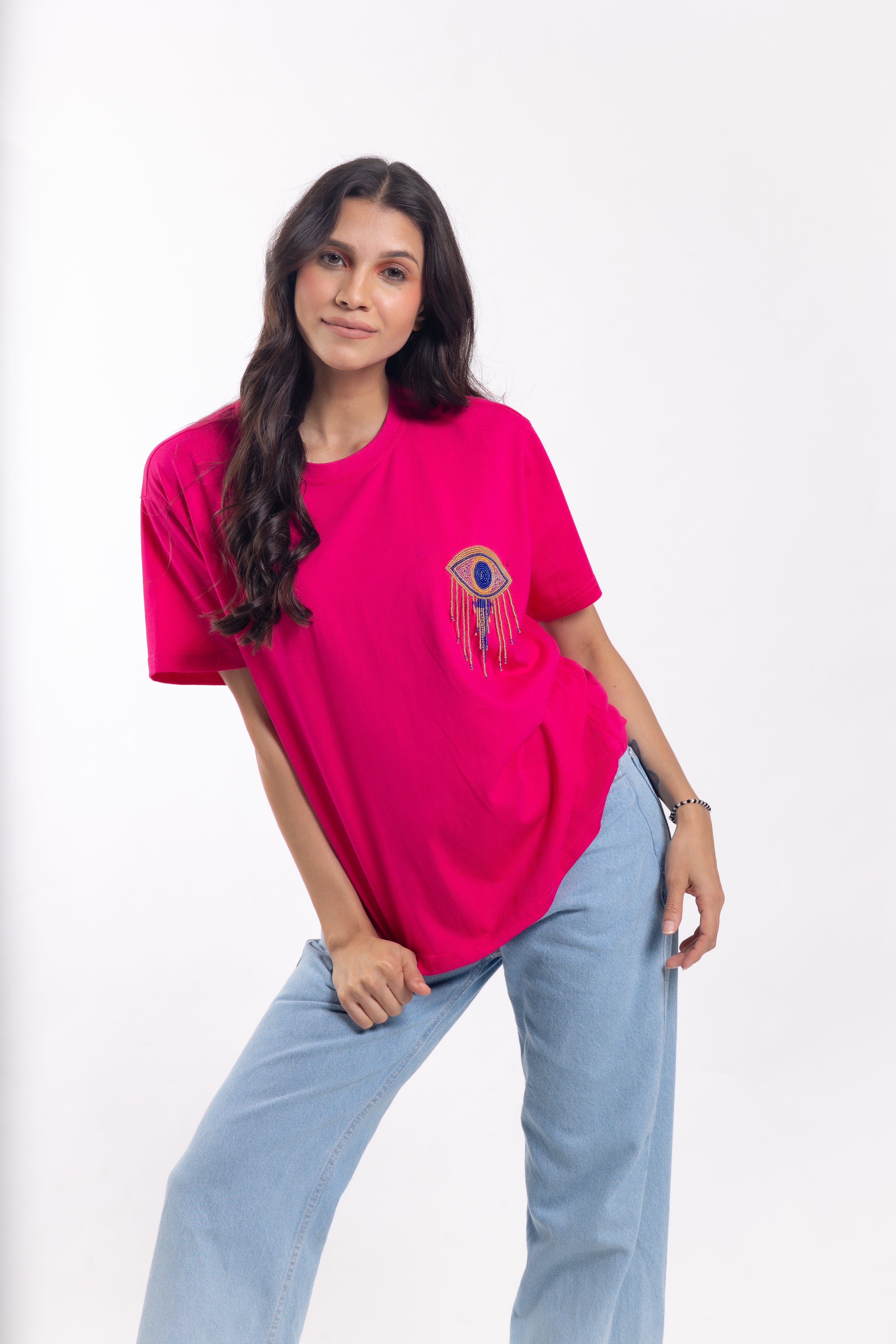 “Buri Nazar Tee” in Fuchsia Flame