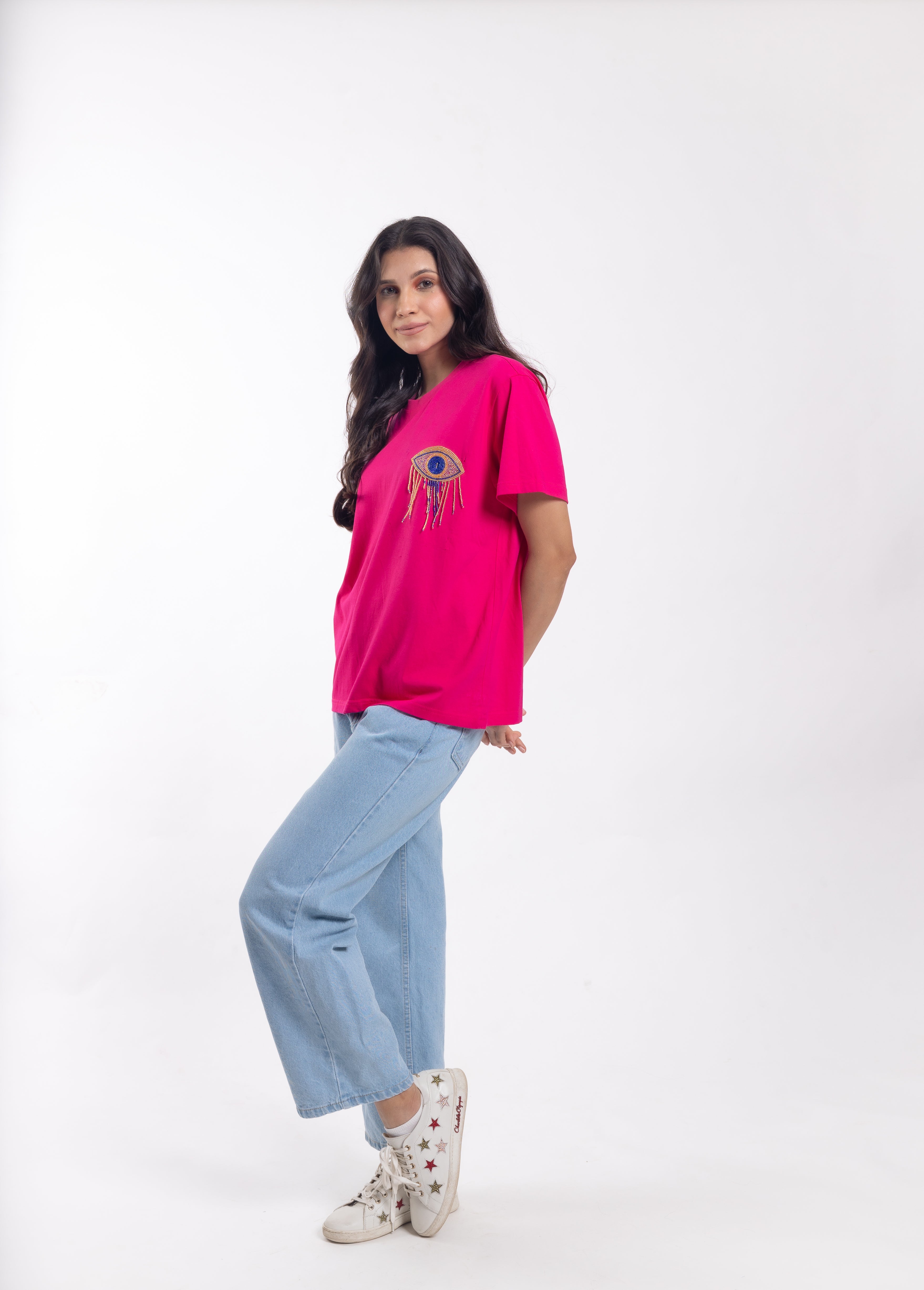 “Buri Nazar Tee” in Fuchsia Flame
